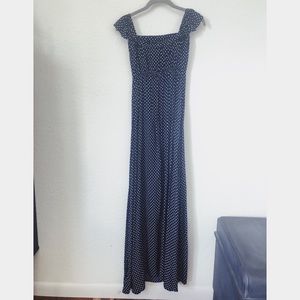 NWT Lulu’s navy maxi dress with white polka dot XS